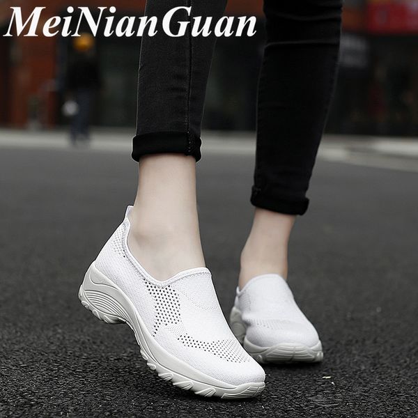 

big size women's summer footwear youth fashion sock shoe soft women casual sneakers wild woman tennis shoes flat female shoe l26, Black