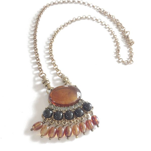 

new fashion cute simple brown resin beads pendant necklace, Silver