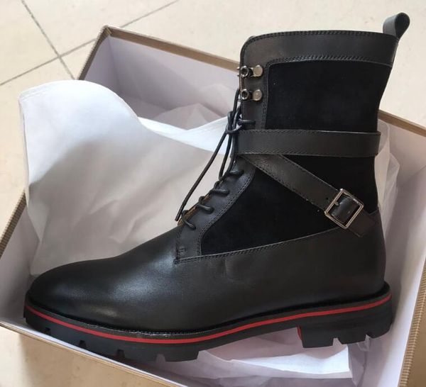 

luxurious designer women hollow boots red bottoms mens boot girls boy designer luxury shoes with studded lace up cowboy boots boots, Black