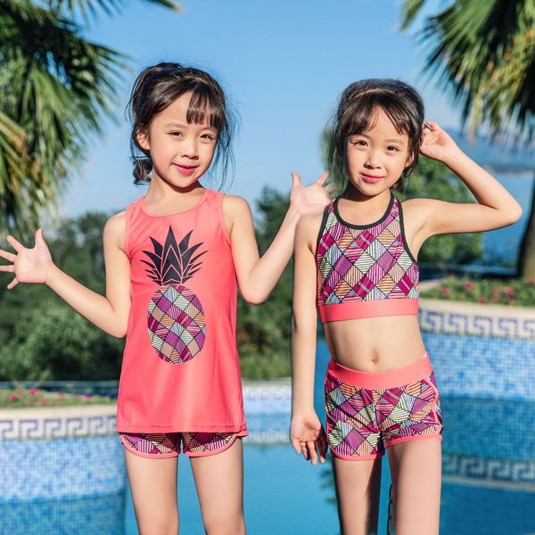 

2-12 years baby tankini swimsuit for girls children teen swimwear sports junior bikini shorts kids swimming suit