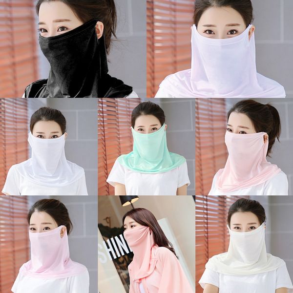 

0hoxr half scarf cycling face mask cool breathable silk headscarf outdoor sports earloop scarf multifunction ice bicycle anti-u, Black