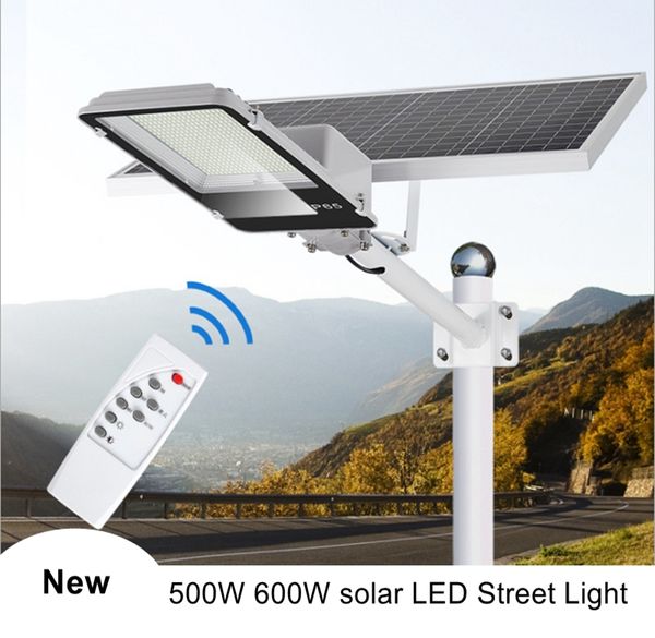 400W 500W 600W Lampioni stradali a LED solari Lampada da esterno con telecomando, IP65 impermeabile, per cantiere stradale