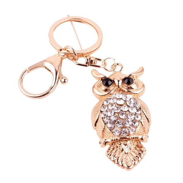 

1pc animal keychain diy hanging owl pattern plating creative key ring gift, Silver