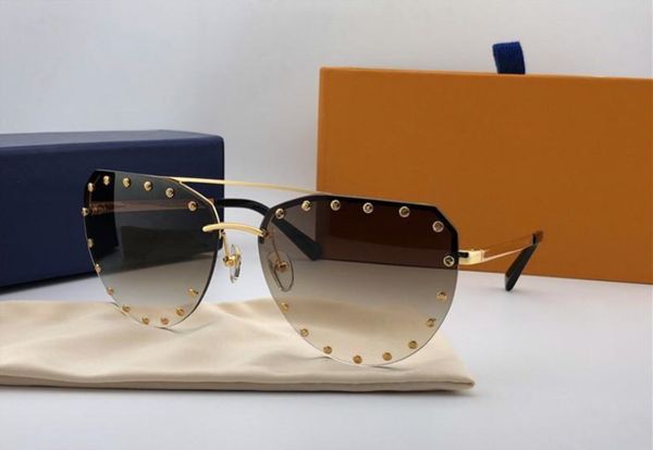 

New fashion designer sunglasses 0984 frameless irregular frame with rivets popular avant-garde style top quality uv400 protection eyewear