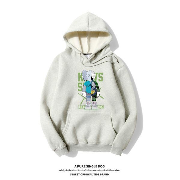 

fashion designer brand autumn winter hoodies mens coat ulzzang loose kaws plus ka velvet hooded clothes student sweater ing, Black