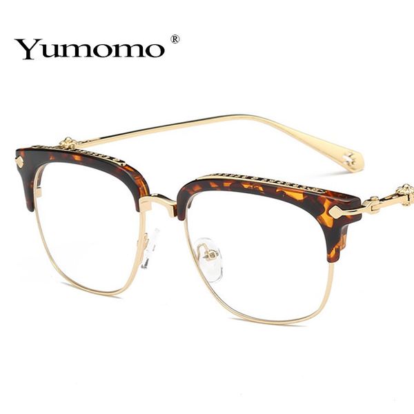 

2020 retro classic clear frames glasses men women eyeglasses vintage half metal eyewear frame fashion designed, White;black