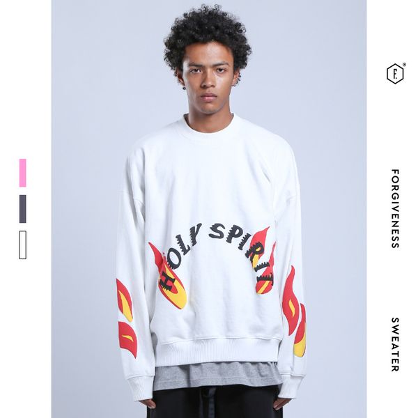 

fgss mens clothing autumn and winter popular brand round neck sweater plus velvet padded mens jacket fashion loose long-sleeved shirt men, Black