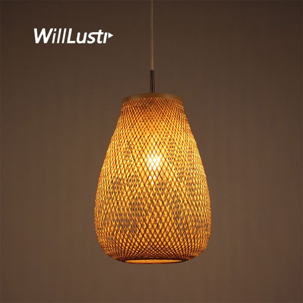 

chinese style zen bamboo weaving pendant lamp hand knitting suspension light l restaurant bedroom handmade wood hanging lighting