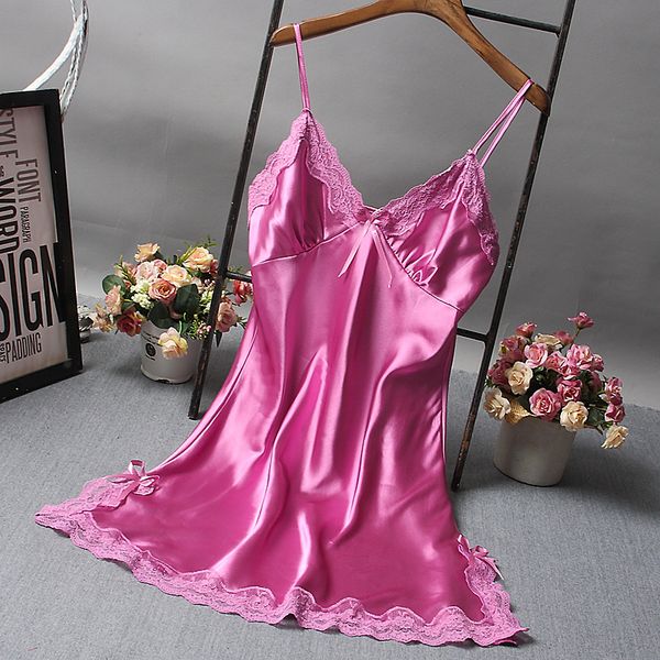 

summer sexy кружева тонкий nightdress v-образным вырезом пижамы юбка шелк nightgown рукавов рубашки дамы ночное homewear, Black;red
