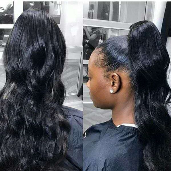 Cuticle Aligned Human Hair Ponytail For Black Women 120g Body Wave