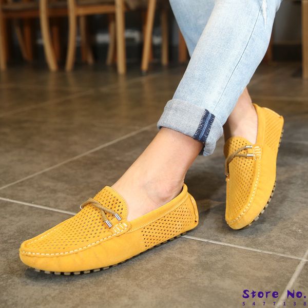

mens loafers leather fashion men summer shoes slip-on driving shoes breathable men casual sepatu kulit pria, Black