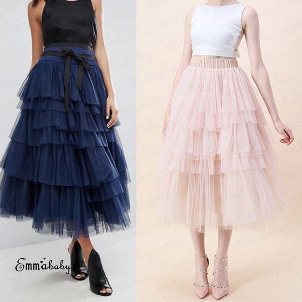 

women polyester pleated skirt vintage high waist skirts womens midi skirts 2018 summer style solid femme skirt, Black