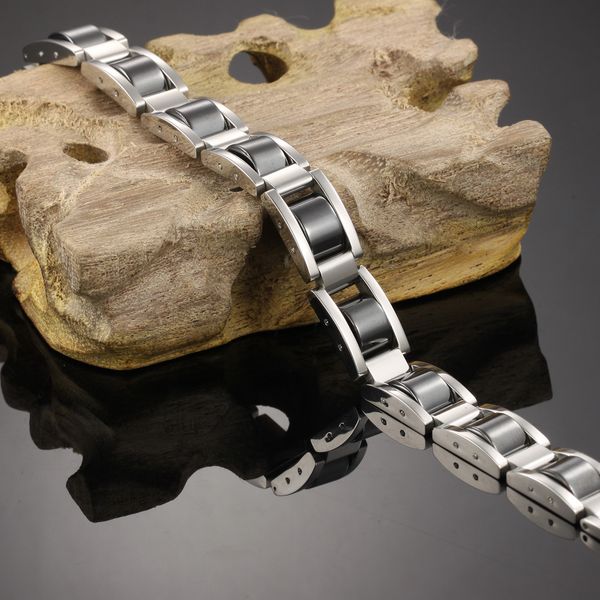 

wholesale- trendy stainless steel healthy black magnetite bracelet