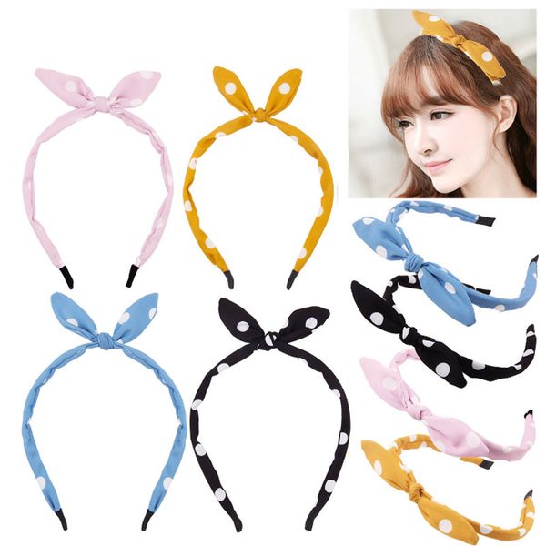 

girls dot bowknot cartoon hairband children kids bow boutique headband headwear fashion hair accessories ing, Slivery;white