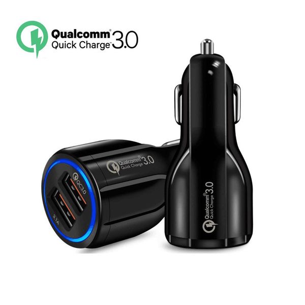 

qc3.0 car charger fast for mobile phone dual usb car charger quick charge 3.0 fast charging adapter mini car phone usb charger