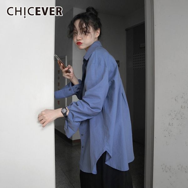 

galcaur vintage loose women's shirt lapel collar long sleeve side split oversize casual blouse female 2020 fashion new clothing, White
