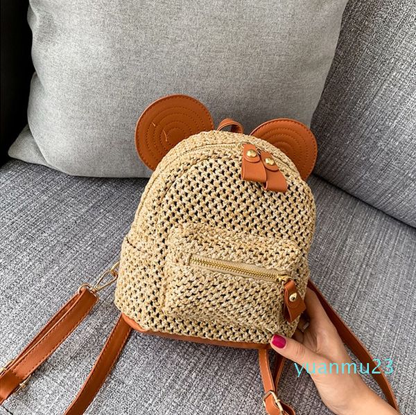 Wholesale-mulheres mochila senhoras moda retalhos palha ombro mochila mochila casual sacos bonitos mochilas mujer 2019 # t3g