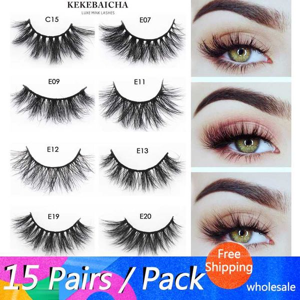 

false eyelashes 15 pairs/lot 3d mink wholesale lashes lash sets thick long natural cruelty-bulk
