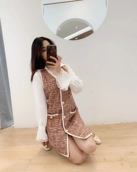 

20ss нового прибытия женщин костюмы весна лето роскошные рубашки рукав печать с длинным рукавом платье двухкусочного bodycon платье высокого, Black;gray