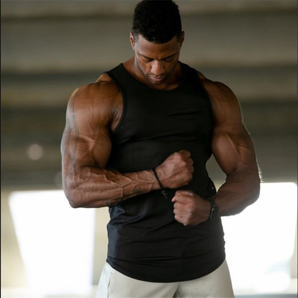 

2019 new men tank summer casual bodybuilding mens gyms vest fitness shirt cotton sleeveless clothes debardeur homme, White;black