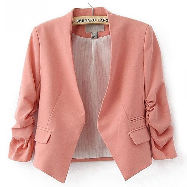 

ladies blazer long sleeve feminine blazer femme pink blue white black autumn women suit jacket