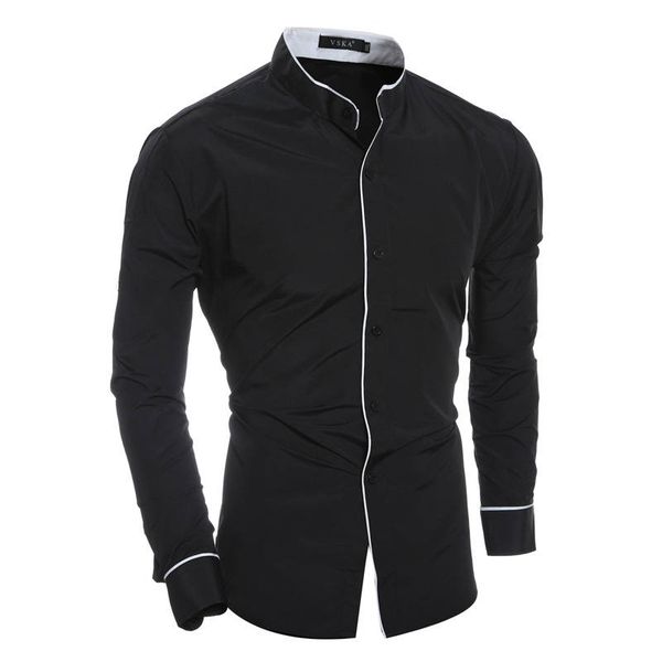 

Solid Color Mens Designer Dress Shirts Fashion Stand Collar Long Sleeve Mens Tops Casual Mens Apparel