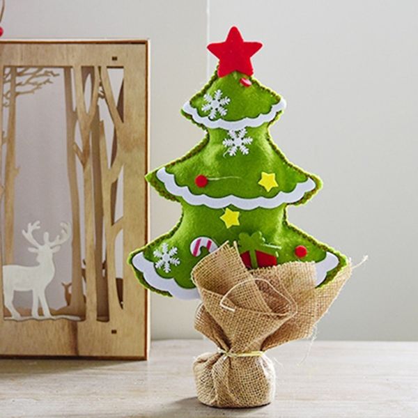 

1pc non-woven mini deskornaments diy christmas tree children's puzzle creative small tree decoration window decor pendant