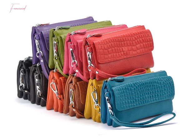 

2020 womens clutch shoulder messenger multifunction bag genuine leather coin purse make up evening bag,yb dm608