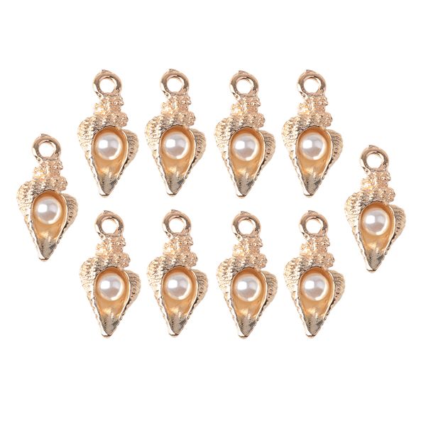 

10шт раковина жемчужные бусины подвески ювелирные изделия делая кулон ремесло аксессуар золотой, Black