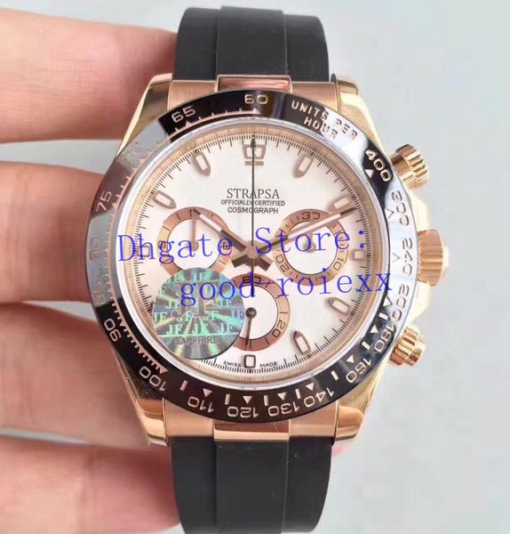 

luxury customized mens automatic chronograph cosmograph eta 28800 vph 7750 men rose gold ceramic valjoux rubber jf 116518 factory watches, Slivery;brown