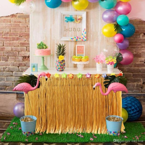 Hawaiian Party Decorations Artificial Grass Table Skirt With