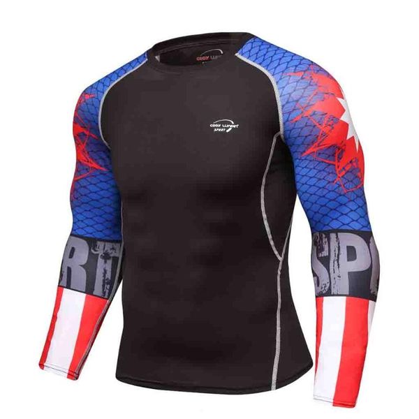 

фитнес спортивная рубашка мужская спортивная футболка тренажерный зал мужчины сжатие плотно фитнес топ бодибилдинг футболка рашгард футбол д, Black;blue