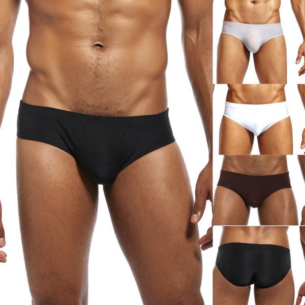 

mens underwear cotton classic basics men briefs u new fashion low-waist pure ice-silk underwear comfortable, Black;white