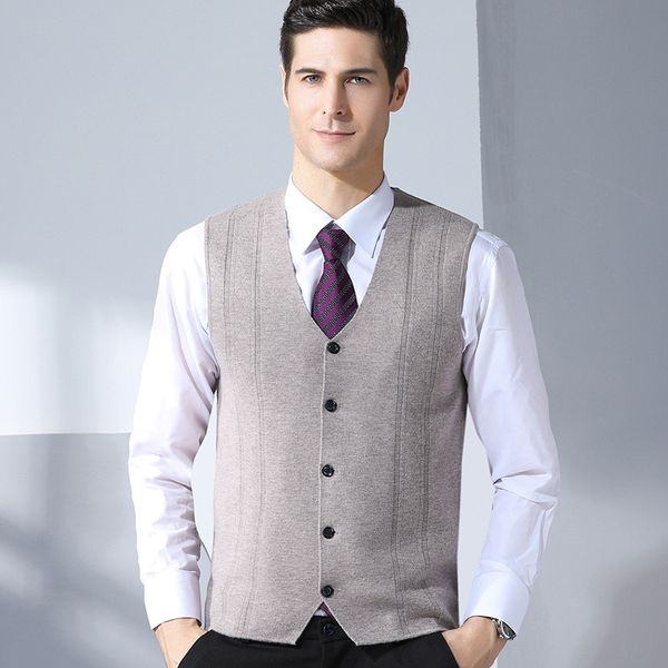 

new arrival business cardigan autumn winter thick wool solid sweater men's cardigan wool vest knitted men's sleeveless, White;black