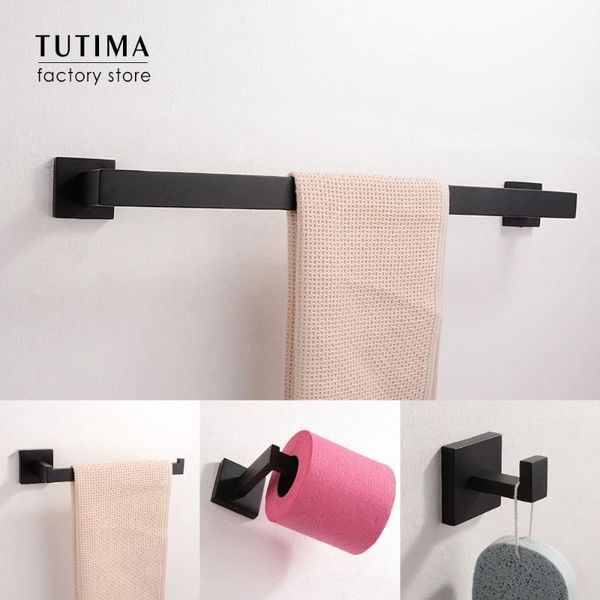 

sus 304 stainless steel bathroom hardware set black matte paper holder toothbrush holder towel bar bathroom accessories
