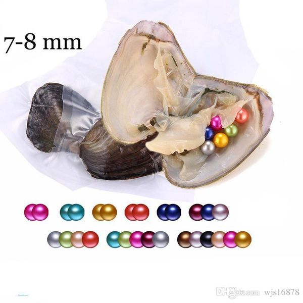 

2020 freshwater 7-8mm pearls in oysters 25 colors pearls oyster pearls with vacuum-packing luxury jewelry birthday gift for women, White