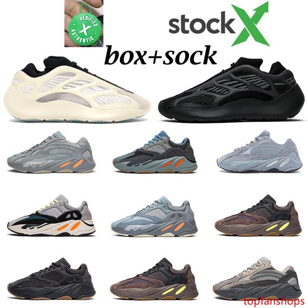 

new kanye men women running shoes wave runner azael alvah carbon blue utility black inertia magnet 700 mens trainer fashion sports sneakers