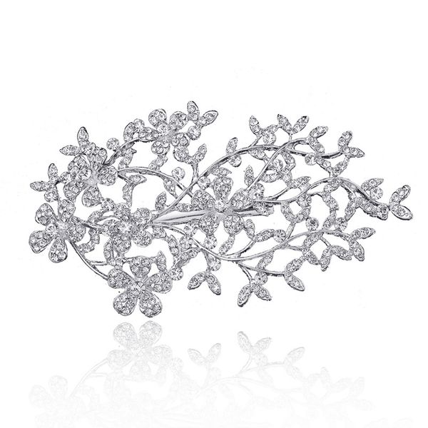 

wedding party 12x6cm hairpins beaded flower leaf headwear of bride crown diamond headwear for bride acting initiation graduation rs-126, Golden;silver