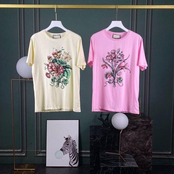 

20ss spring summer luxury italy europe holiday flower print tee mens designer t shirts women short sleeve cotton tshirt, White;black