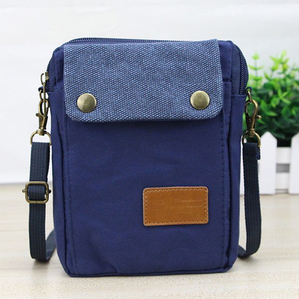 

new multifunction canvas mobile phone single shoulder bags retro solid color ladies messenger bag square zipper handbags