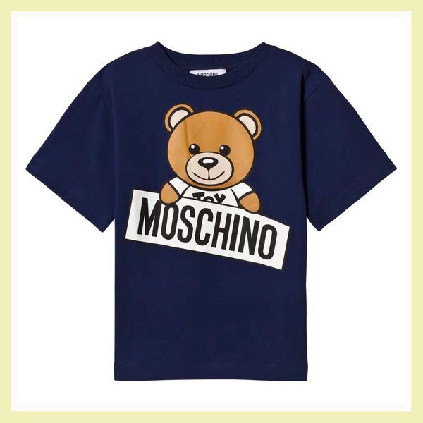 

designer kids t shirts 2019 summer brand letter bear print luxury child tee fashion clothing boy girl designer tshirts 6 styles, Blue