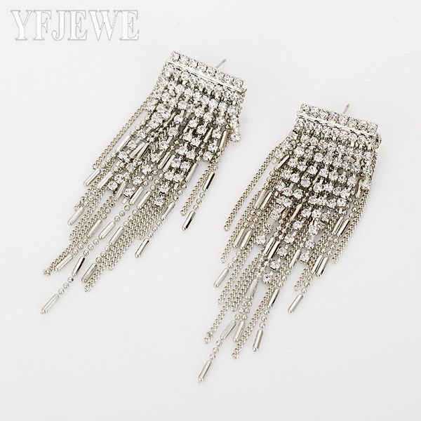 

yfjewe new elegant leaf shape drop earrings statement tiny cz rhodium plated noble bridal wedding dangle brincos jewelry, Silver