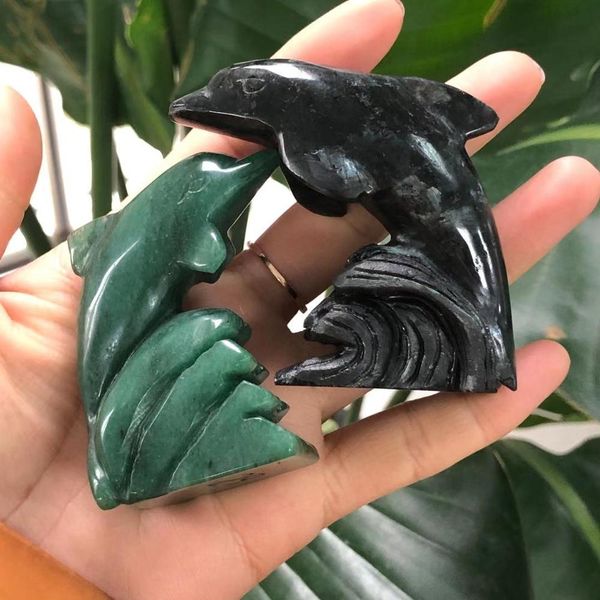 

creative modern natural crystal stone dolphins sitting figurine reiki minerals healing gemstone home decoration collection gift