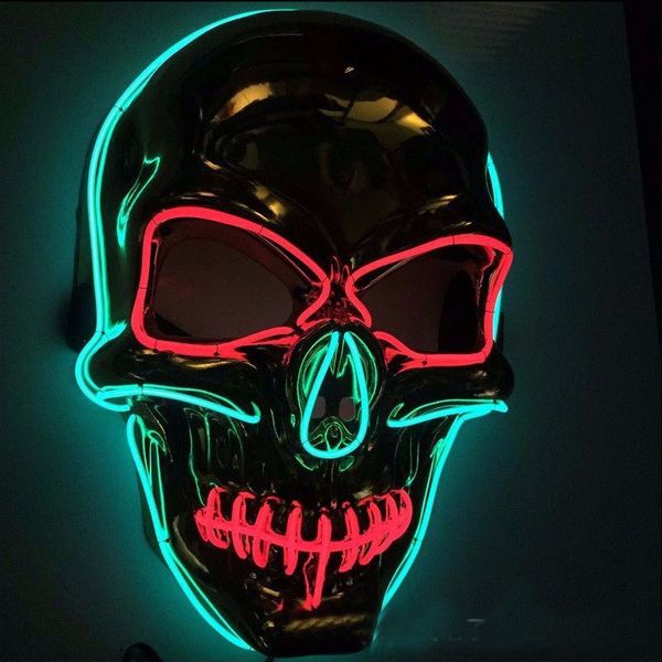

halloween skull-shaped led luminescent mask el cold light ghost day cosmetic mask