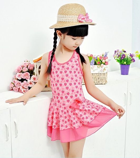 

6i3yl girls' swimsuits swimsuit strawberry swimsuit children's split skirt style learning swimming primary and middle school girls, White;black