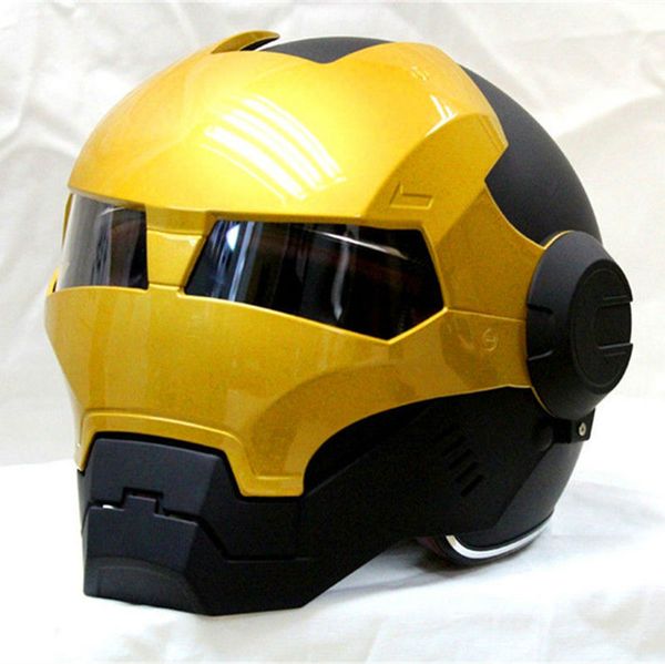 

black/ gold masei ironman iron man helmet motorcycle helmet mens womens half open face 610 abs casque motocross