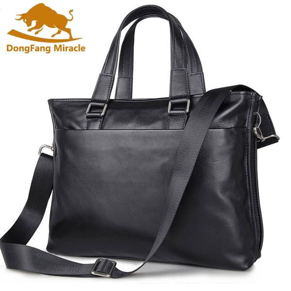 

brand new genuine leather briefcase men vintage laphandbag business men's retro waterproof messenger bag casual bag for male