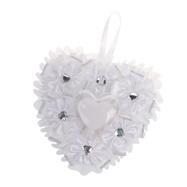 

white satin heart shape кольцо подушки венчание кольцо предъявителя подушки