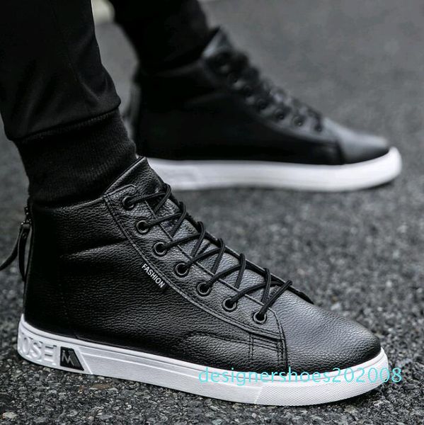 

fashion leather boots men's lace-up height increasing ankle boots plus size winter winter d08, Black