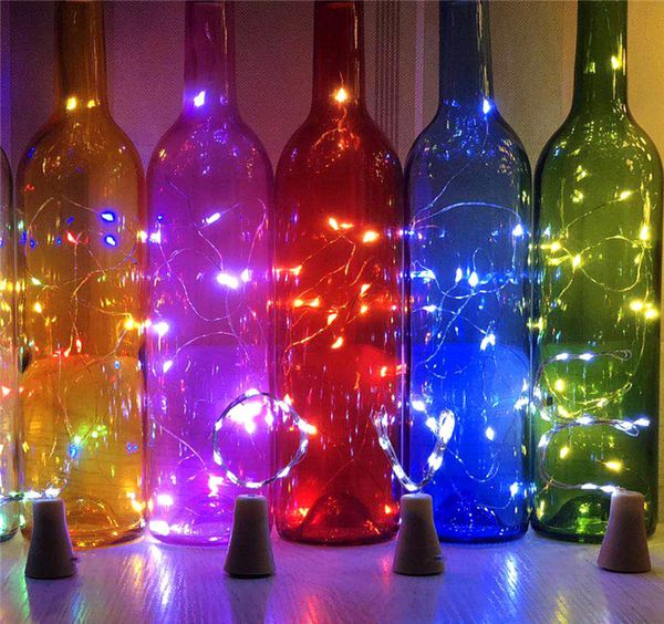 Solar 1M 10LED 2M 20LED Lampe Kork Geformte Flasche Stopper Licht Glas Wein LED Kupfer Draht String lichter Für Weihnachten Party Hochzeit Decor